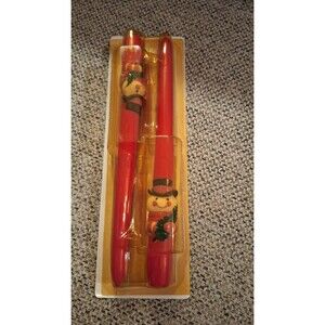 Vintage Avon Christmas Snowman 10” Red Taper Candles Set Of‎ 2 unused